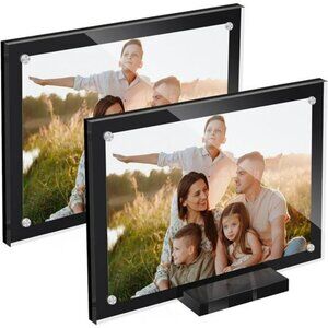 Acrylic magnetic 4x6 picture frame set clear tabletop photo display or fridge fr